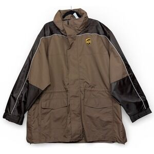UPS Work Jacket Mens XL Brown Logo Full Zip Outerwear Wear Guard